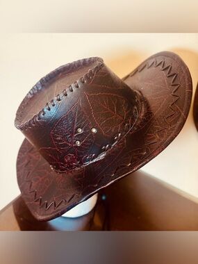 NWOT Faux Leather Unisex Western Hat - Dark Brown